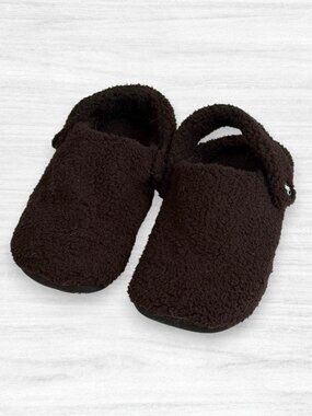 Crocs Classic Cozzzy Slippers Black Faux Fur M7 W9 Backstrap House Shoes Furry